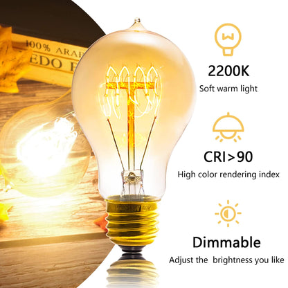 Sevici Edison Bulb 6 Pack – Amber 2200K Dimmable A19 Vintage Style