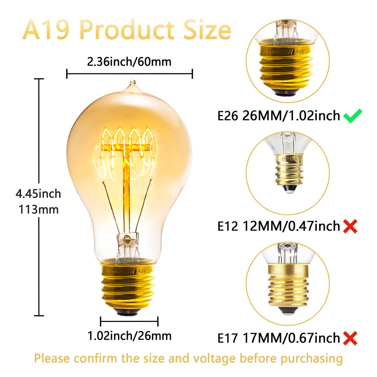Sevici Edison Bulb 6 Pack – Amber 2200K Dimmable A19 Vintage Style