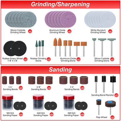 SHALL 508-Piece Rotary Tool Accessories Kit – Universal Bits for Sanding, Cutting, Grinding, Drilling and More