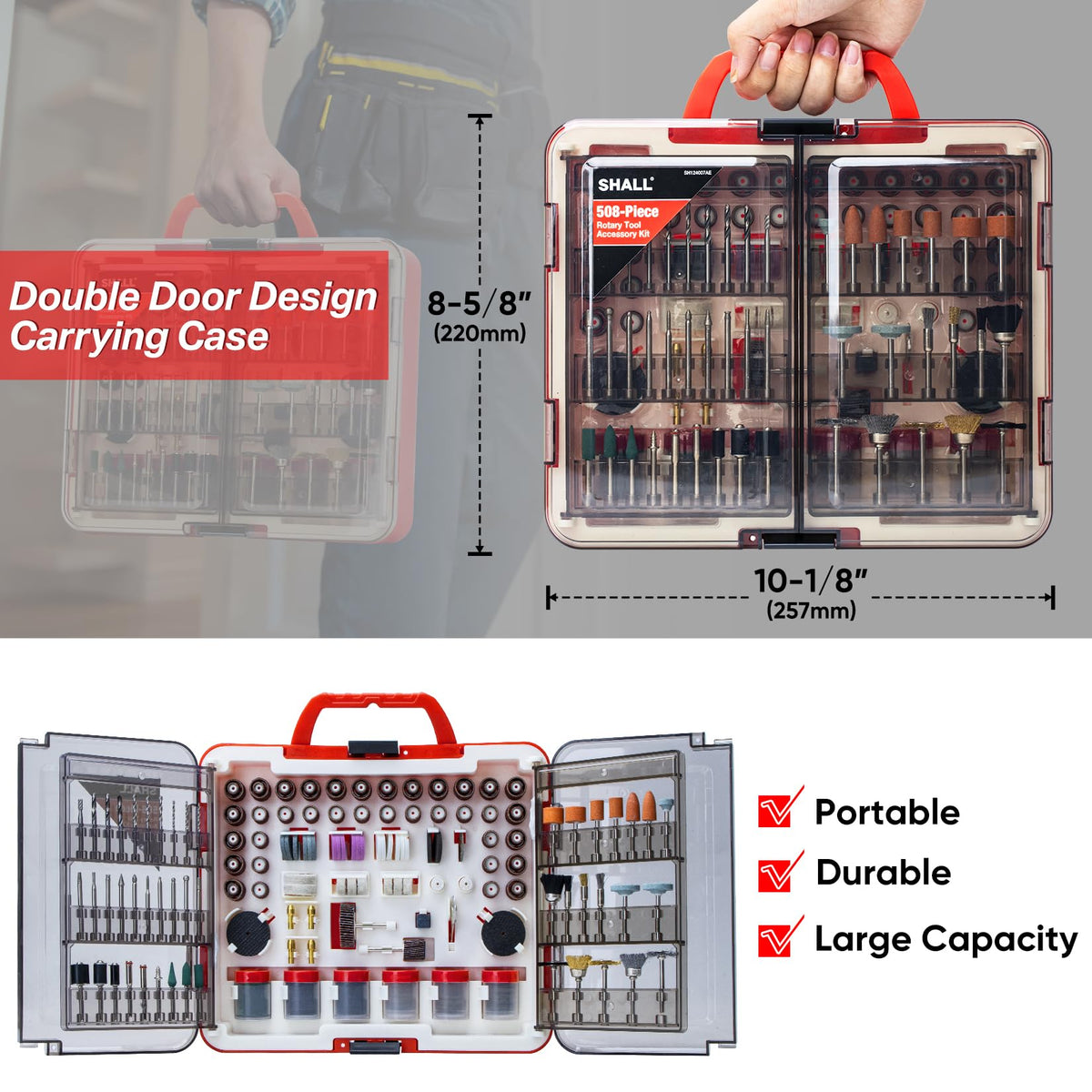 SHALL 508-Piece Rotary Tool Accessories Kit – Universal Bits for Sanding, Cutting, Grinding, Drilling and More