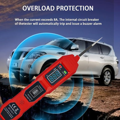 SHIELDIX Power Circuit Probe Tester: 6V-24V, LED LCD Readout, 14.7ft Cable, Overload Protection