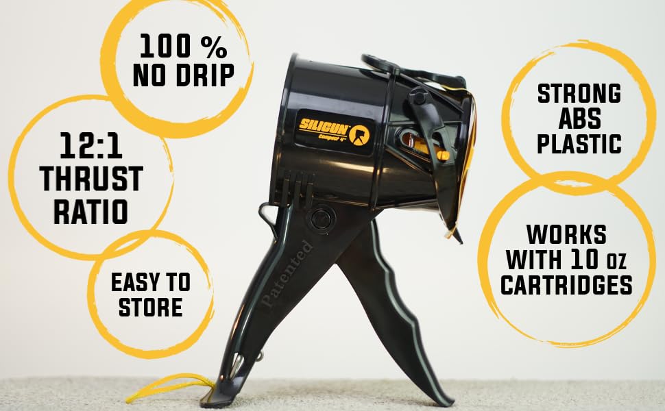 SILIGUN Gen-3 Compact Caulking Gun – No Drip, Patented Design, Lightweight ABS Frame