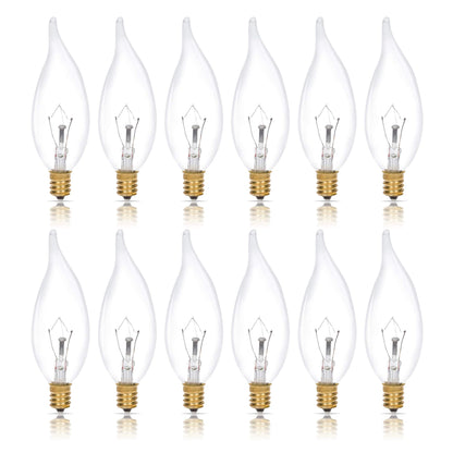 Simba Lighting Candelabra Flame Tip CA10 40W E12 Base – 12-Pack Warm White 2700K, Dimmable