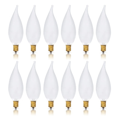 Simba Lighting Candelabra Flame Tip CA10 25W E12 Base — 12 Pack, 2700K Dimmable