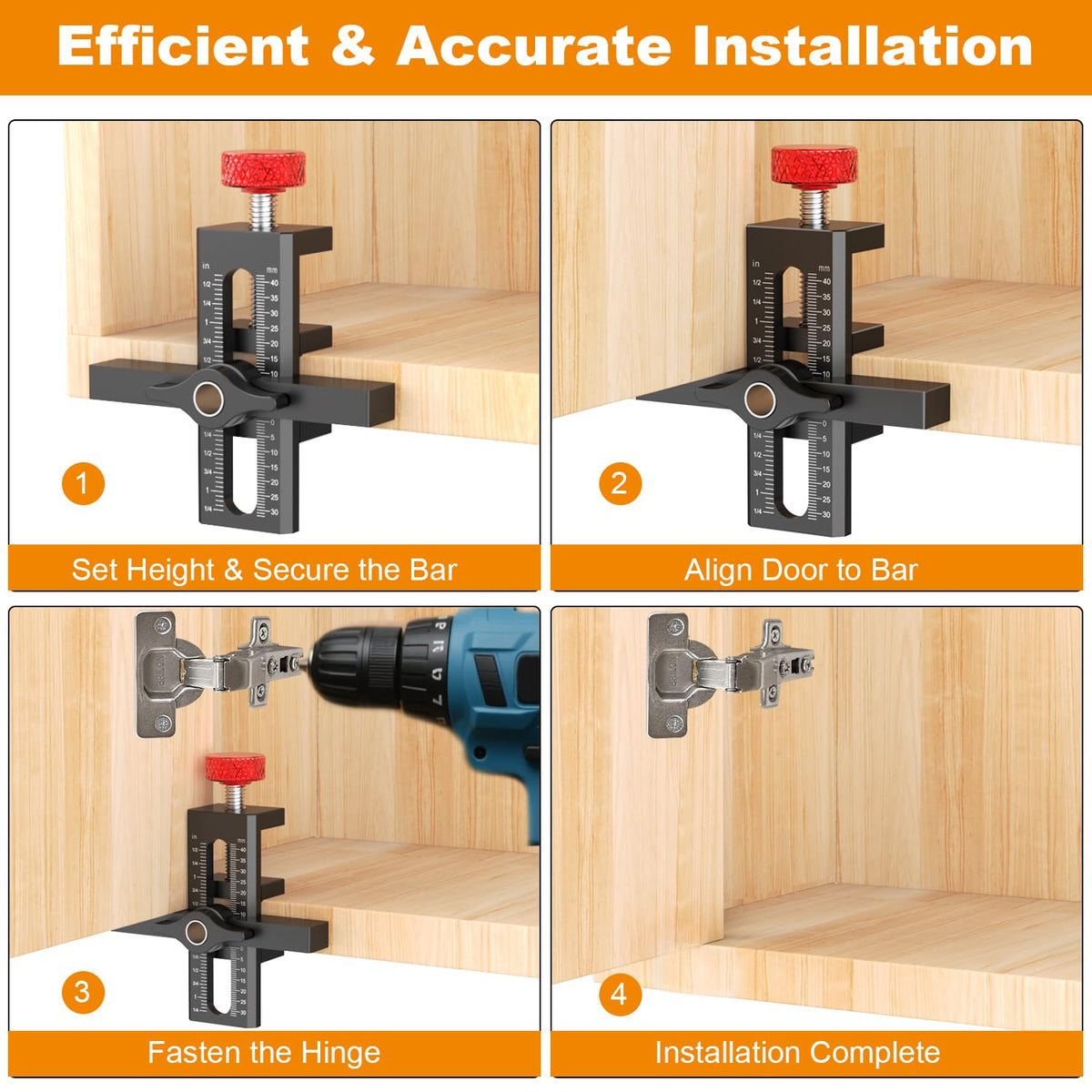 Sinpiode Cabinet Door Mounting Jig with Quick Edge Positioner – Adjustable Alignment Tool