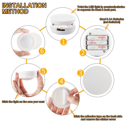 SIXDEFLY Wireless 16-Color LED Puck Lights 12-Pack – Remote Control, Dimmable, Battery-Powered Under-Cabinet Lighting