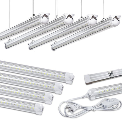 Skymoatled 8Pack 4FT LED Shop Light – 50W, 6000K, 7500LM, Linkable