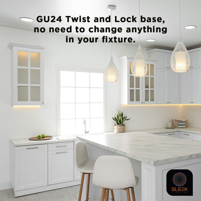 SLEEKLIGHTING GU24 2-Pin CFL Bulbs, 23W, 1600 lm, 5000K, 4-Pack