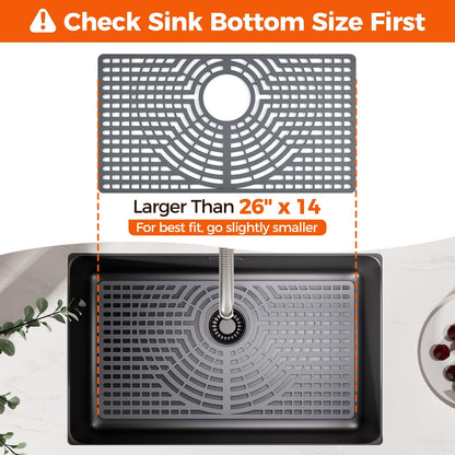 Snuggery Silicone Sink Protector 26x14 – Heat-Resistant, Non-Slip, Dishwasher Safe Grey