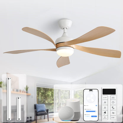 Sofucor 52-Inch Smart Ceiling Fan with Lights, Remote, Alexa/Google Compatible
