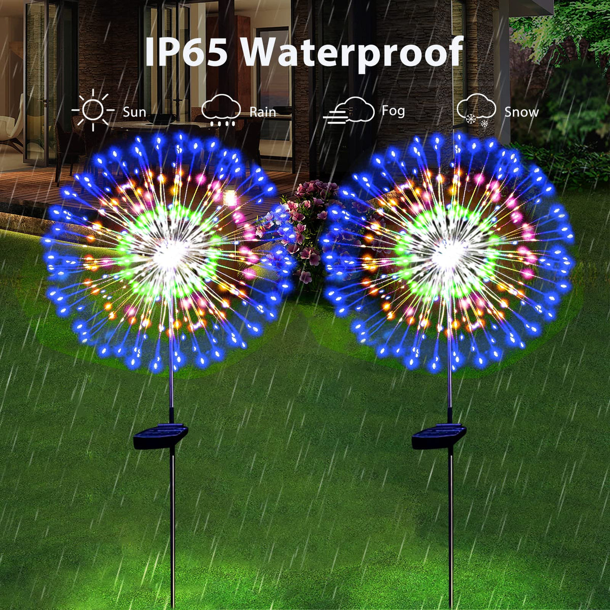 SolarEra Solar Garden Firework Lights – 2 Pack 180 LED Outdoor Waterproof Twinkle Lights
