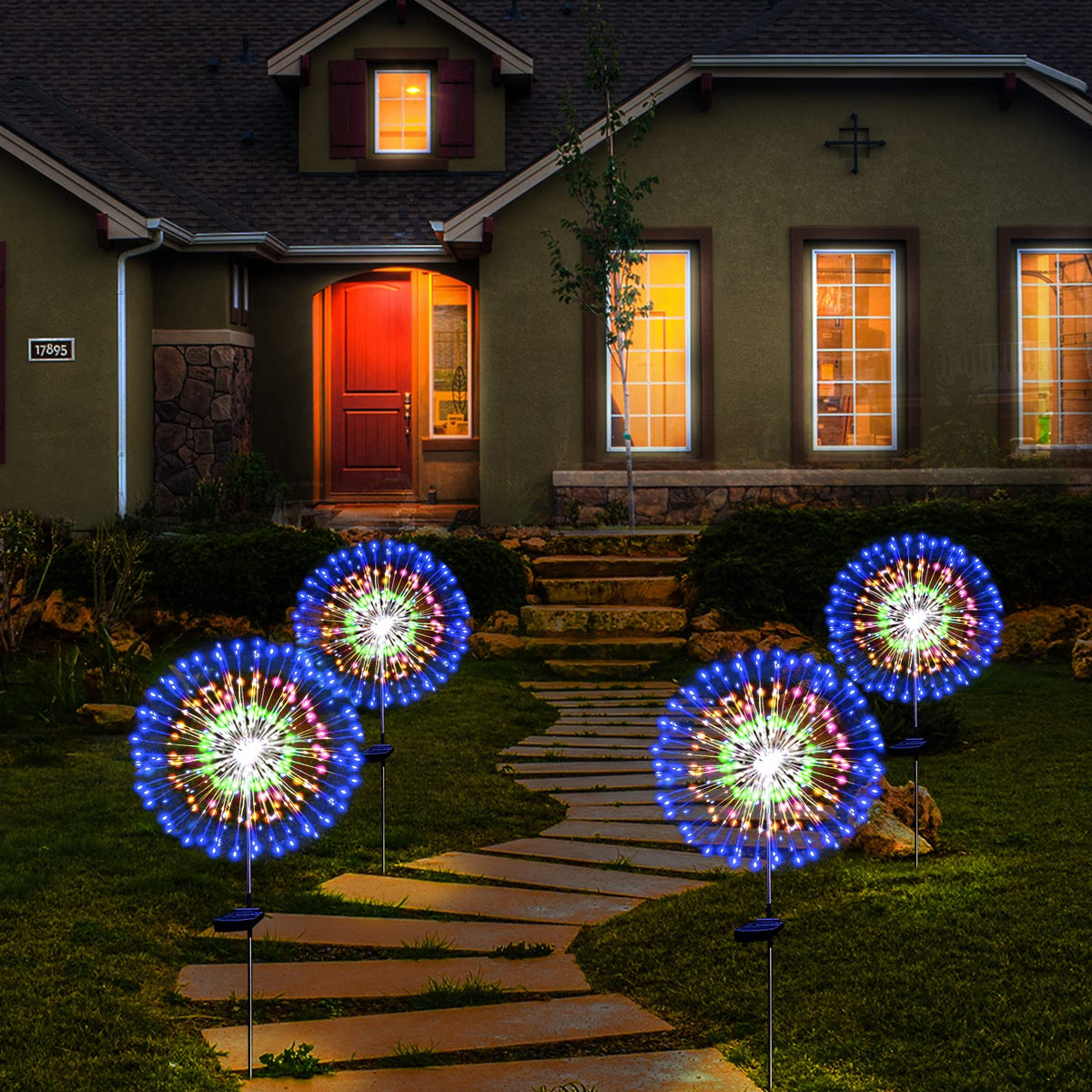 SolarEra Solar Garden Firework Lights – 2 Pack 180 LED Outdoor Waterproof Twinkle Lights