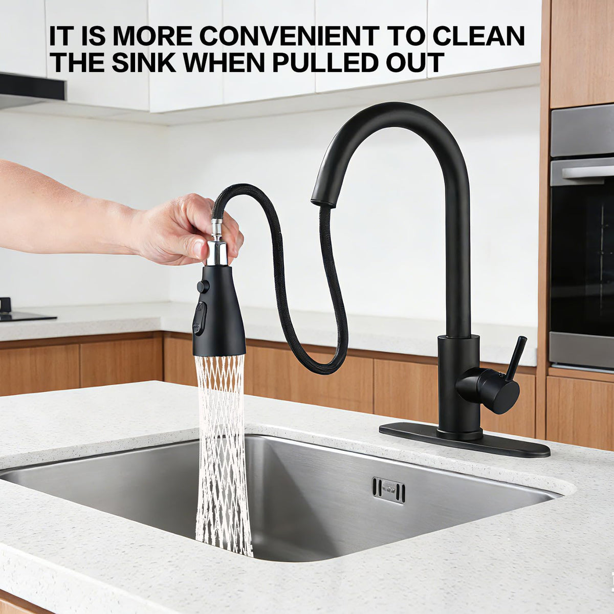 SoliForge Black Kitchen Faucet with Pull-Down Sprayer — High Arc, 1- or 3-Hole Install