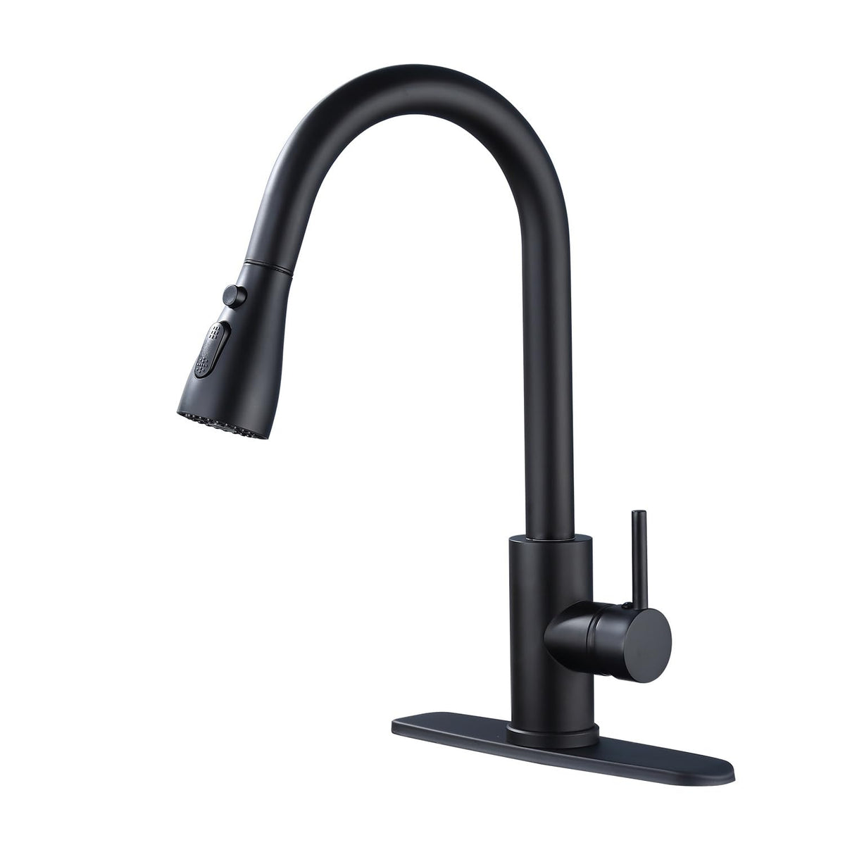 SoliForge Black Kitchen Faucet with Pull-Down Sprayer — High Arc, 1- or 3-Hole Install