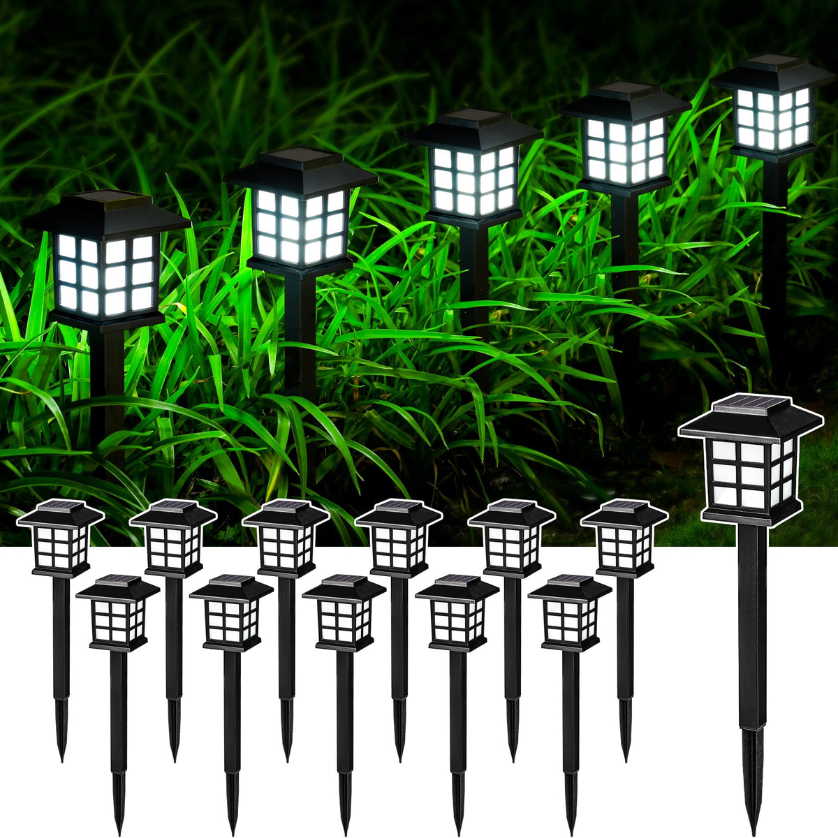 SOLPEX Solar Path Lights 12-Pack – IP65 Waterproof Outdoor Walkway