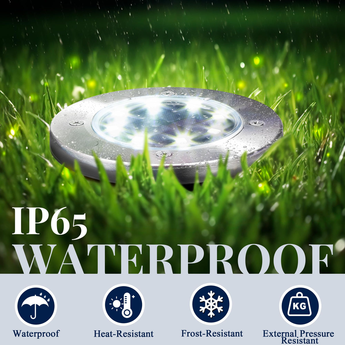 SOLPEX Solar Ground Lights – 8 Pack Outdoor Waterproof Pathway Lighting (Warm White)