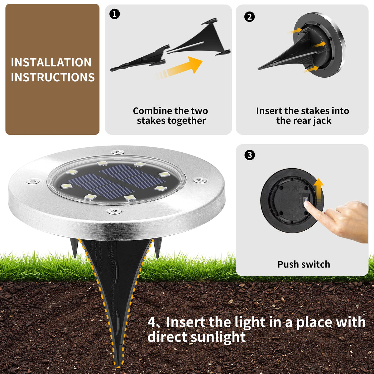 SOLPEX 20 Pack Solar Ground Lights – Waterproof Warm White Landscape Lighting