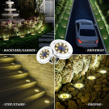SOLPEX Solar Ground Lights – 8 Pack Outdoor Waterproof Pathway Lighting (Warm White)