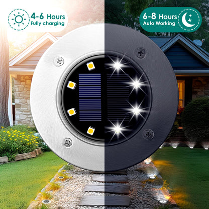 SOLPEX Solar Ground Lights 8-Pack – Outdoor Pathway & Garden Lighting, Waterproof, Cool White