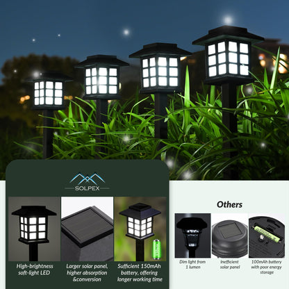 SOLPEX Solar Path Lights 12-Pack – IP65 Waterproof Outdoor Walkway