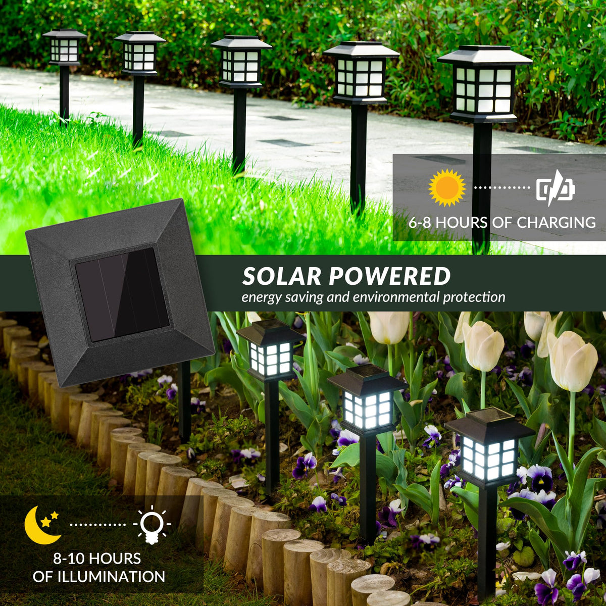 SOLPEX Solar Path Lights 12-Pack – IP65 Waterproof Outdoor Walkway