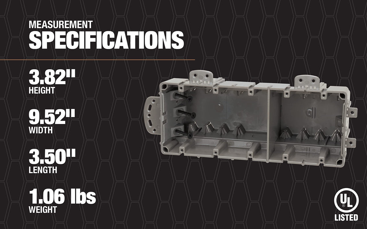 Southwire MSBMMT5G 5-Gang Multi-Mount Device Box with Depth Adjustable | Heavy-Duty 42 lb | Gray