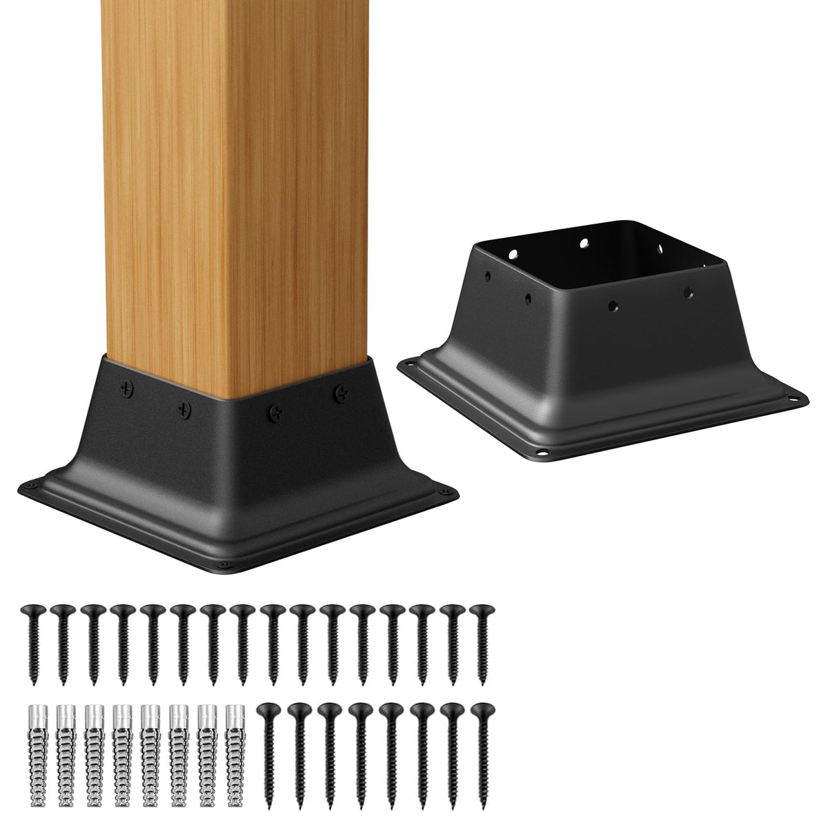 SPACEEUP 4x4 Post Base 2-Pack – Heavy Duty Steel Deck Bracket for 4x4 Wood Posts