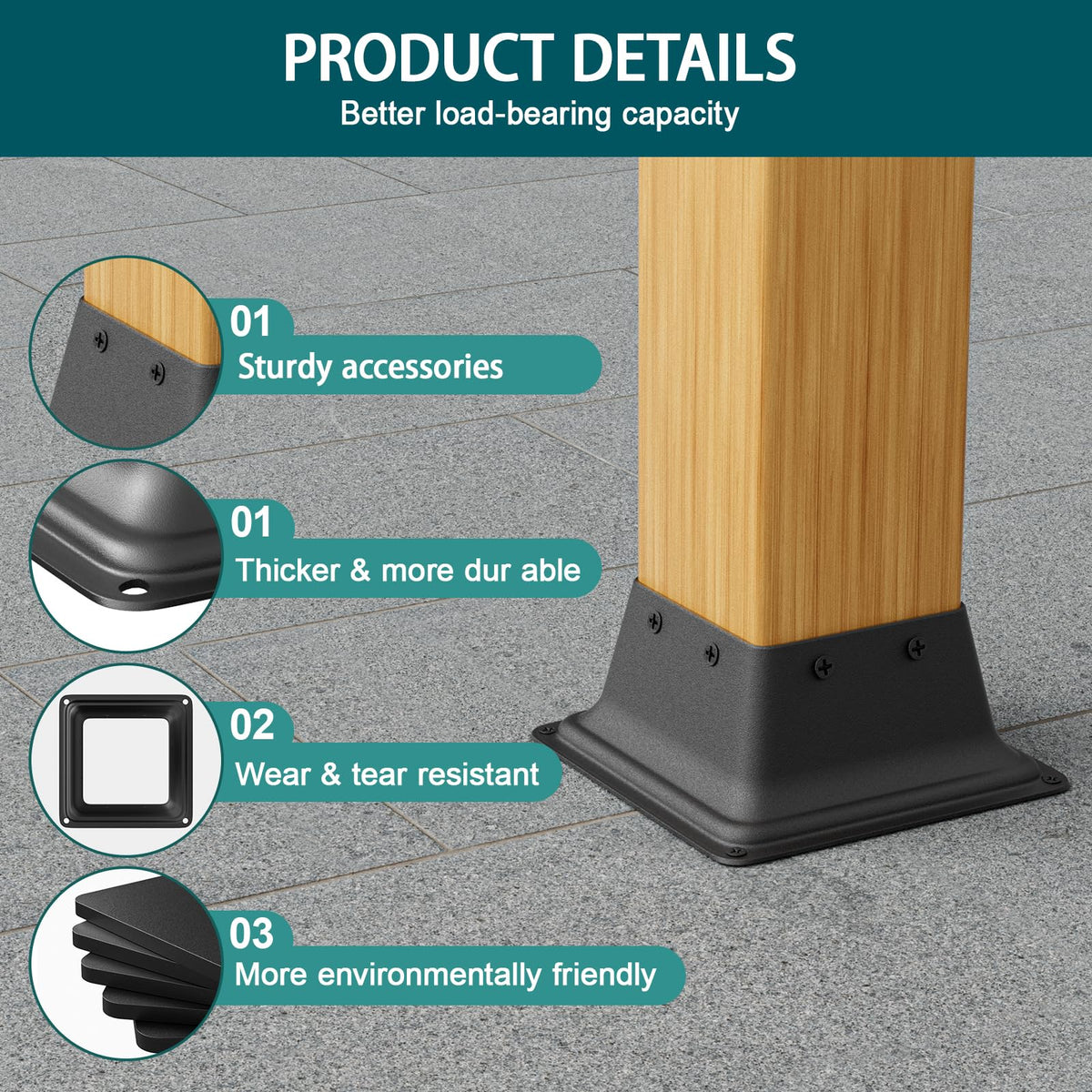 SPACEEUP 4x4 Post Base 2-Pack – Heavy Duty Steel Deck Bracket for 4x4 Wood Posts