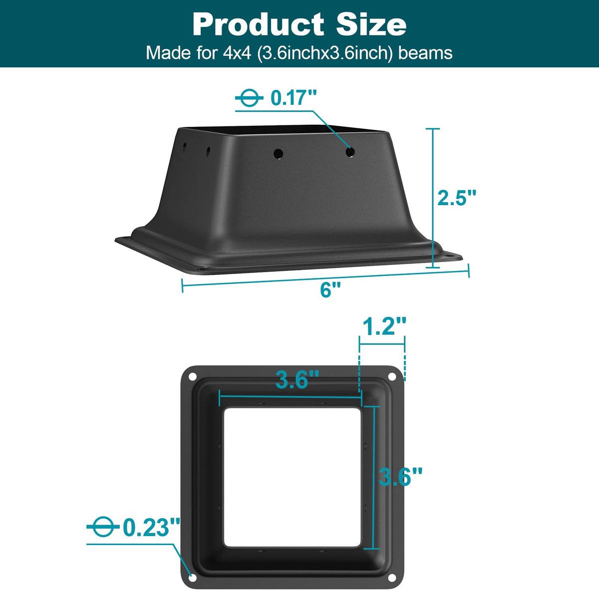 SPACEEUP 4x4 Post Base 2-Pack – Heavy Duty Steel Deck Bracket for 4x4 Wood Posts