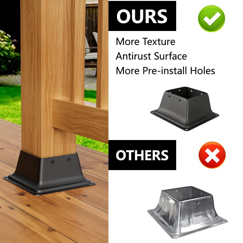 SPACEEUP 4x4 Post Base 2-Pack – Heavy Duty Steel Deck Bracket for 4x4 Wood Posts