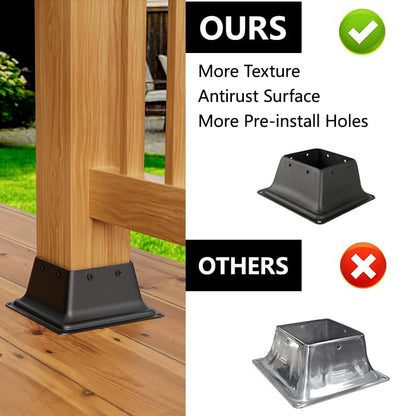 SPACEEUP 4x4 Post Base 2-Pack – Heavy Duty Steel Deck Bracket for 4x4 Wood Posts