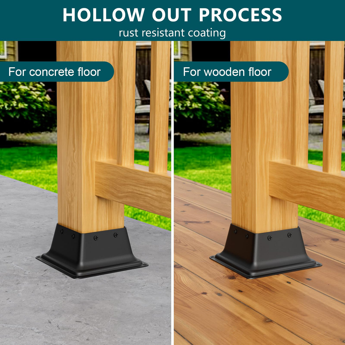 SPACEEUP 4x4 Post Base 2-Pack – Heavy Duty Steel Deck Bracket for 4x4 Wood Posts