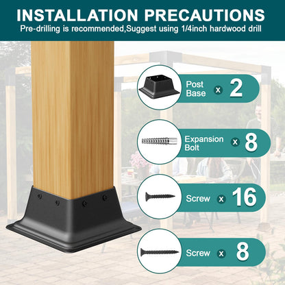 SPACEEUP 4x4 Post Base 2-Pack – Heavy Duty Steel Deck Bracket for 4x4 Wood Posts