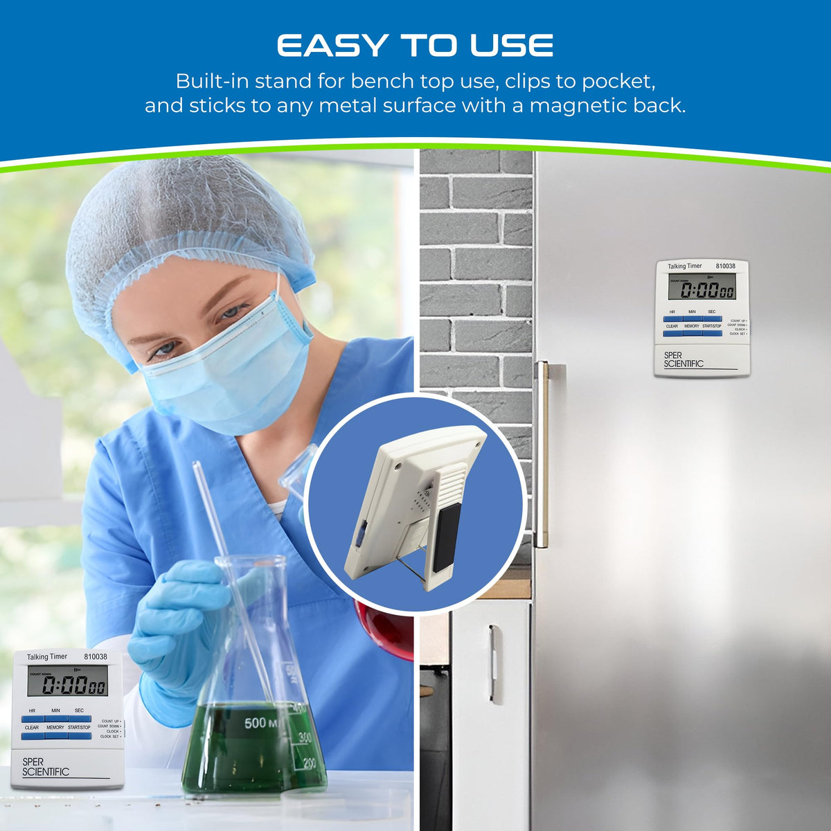Sper Scientific Talking Lab Countdown Timer – Voice Announcements for Hands-Free Lab Timing