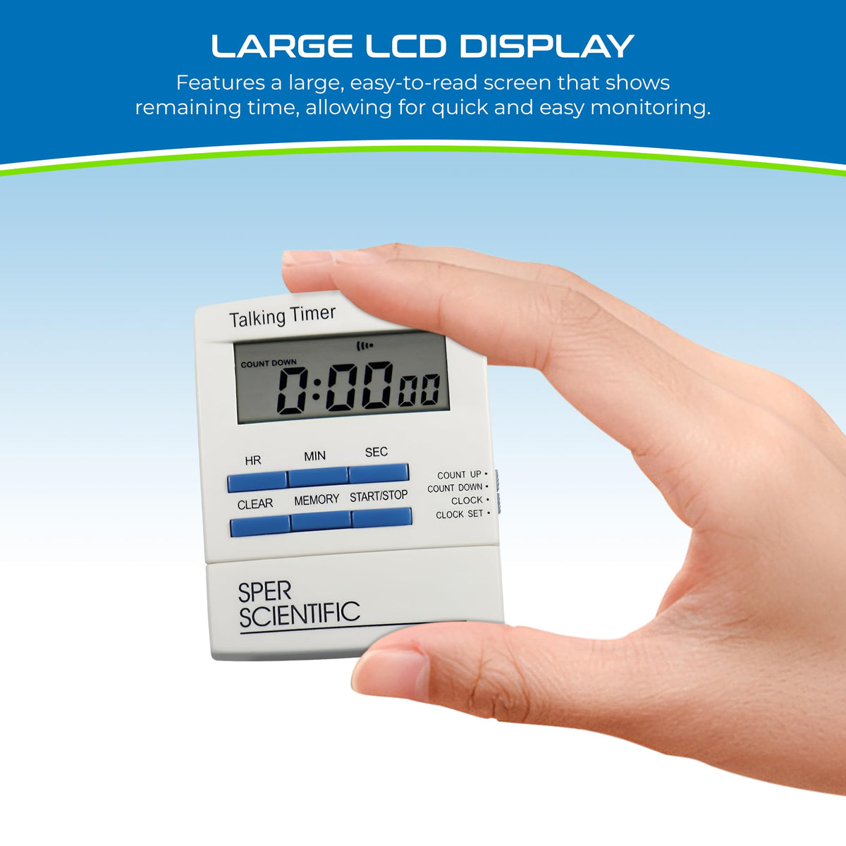 Sper Scientific Talking Lab Countdown Timer – Voice Announcements for Hands-Free Lab Timing