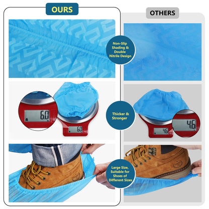 Squish Disposable Shoe Covers Non-Slip, Thick & Durable — 100-Pack (50 Pairs)