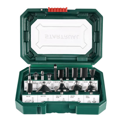STARTRUAL 15-Piece Router Bits Set, 1/4 Inch Shank – Woodworking Tools for Professionals and Beginners