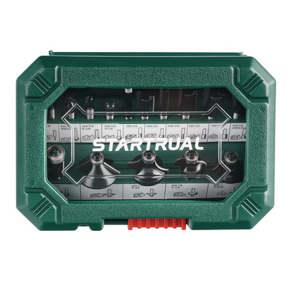 STARTRUAL 15-Piece Router Bits Set, 1/4 Inch Shank – Woodworking Tools for Professionals and Beginners