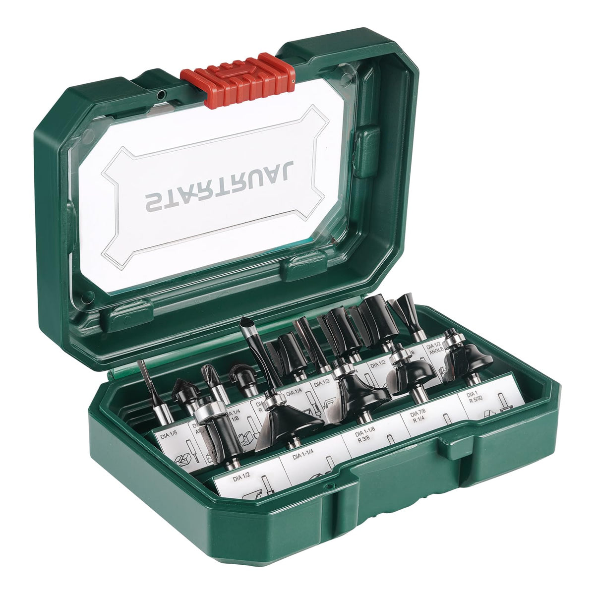STARTRUAL 15-Piece Router Bits Set, 1/4 Inch Shank – Woodworking Tools for Professionals and Beginners