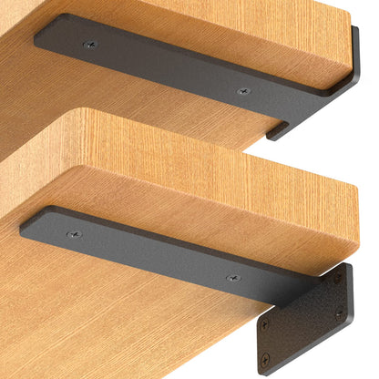 Starunder 4 Pack Floating Shelf Brackets – 10-Inch Heavy-Duty Black L Brackets