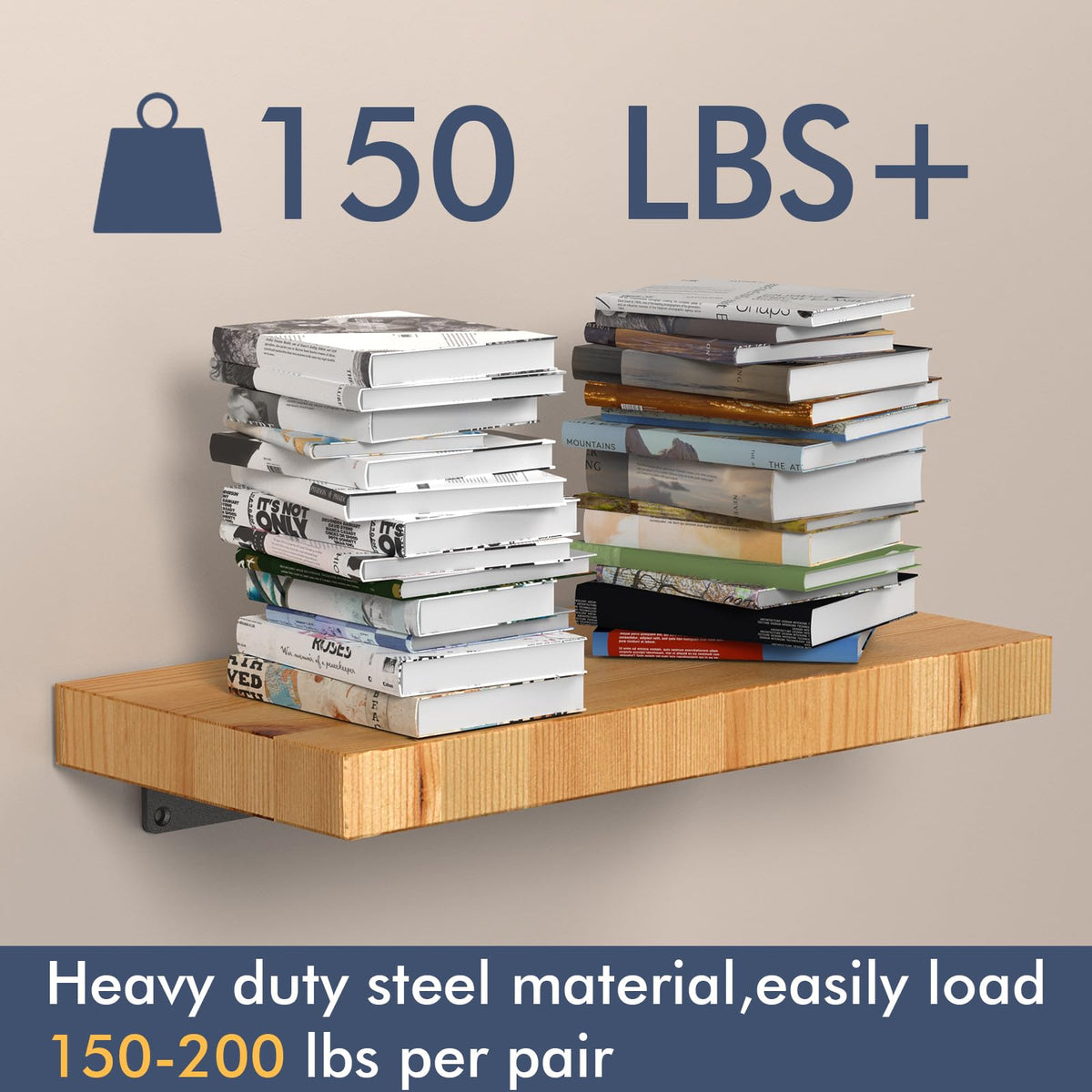 Starunder 4 Pack Floating Shelf Brackets – 10-Inch Heavy-Duty Black L Brackets
