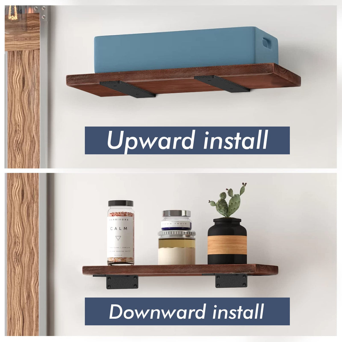 Starunder 4 Pack Floating Shelf Brackets – 10-Inch Heavy-Duty Black L Brackets