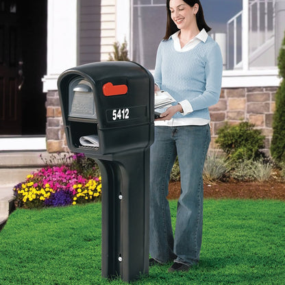 Step2 MailMaster Plus Mailbox & Post – Weather-Resistant, Large Black Outdoor Mailbox, USPS-Approved