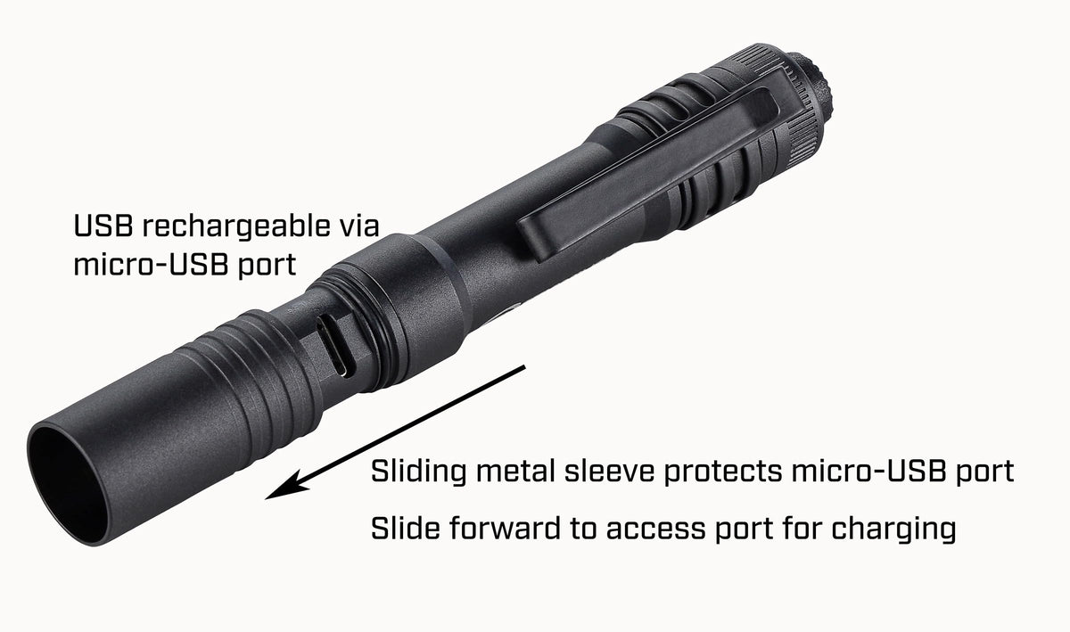 Streamlight MicroStream USB 250-Lumen LED Flashlight – Ultra-Compact, Rechargeable, Blue