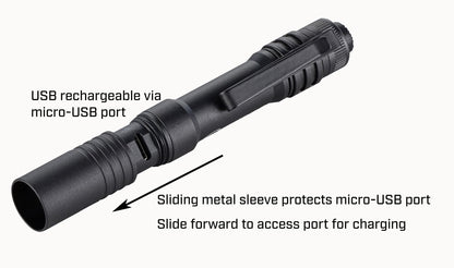 Streamlight MicroStream USB 250-Lumen LED Flashlight – Ultra-Compact, Rechargeable, Blue