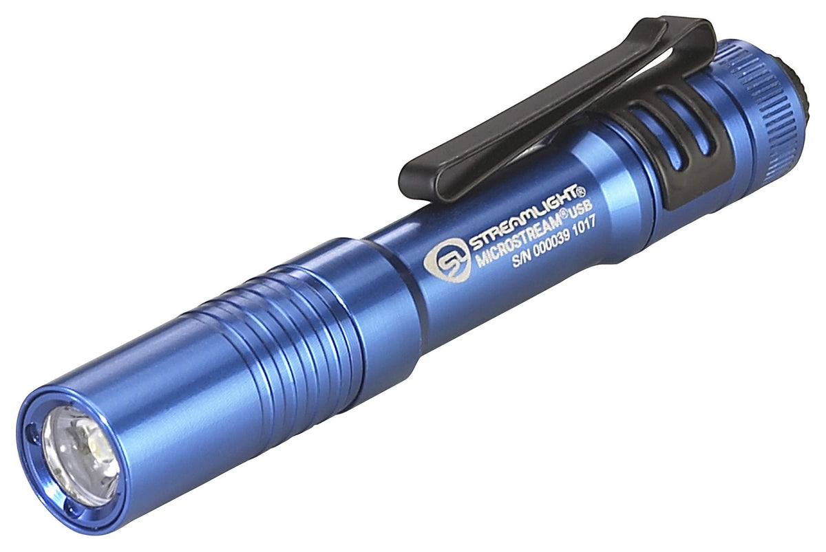 Streamlight MicroStream USB 250-Lumen LED Flashlight – Ultra-Compact, Rechargeable, Blue