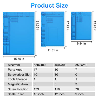 STREBITO Silicone Soldering Mat – Heat-Resistant 932°F, Magnetic Work Surface, 17.7 x 11.8 in