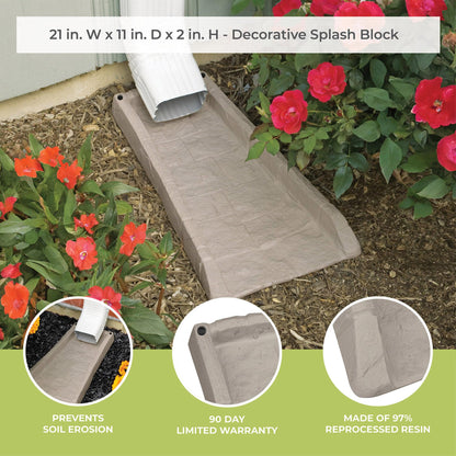 Suncast Decorative Splash Block – Light Taupe Downspout Extender