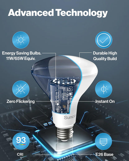 Sunco 6 Pack BR30 LED Recessed Can Light Bulbs – 850 lm, 11W, 3000K Warm White, Dimmable, E26, UL