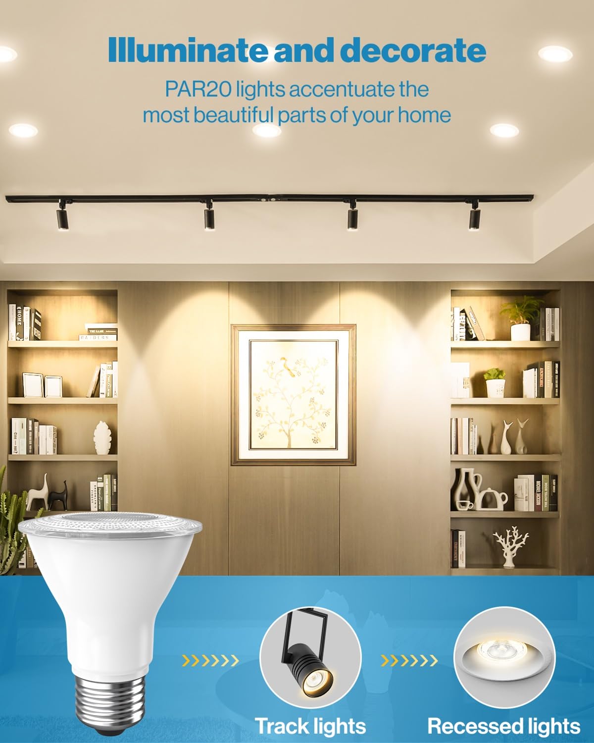 Sunco 6-Pack PAR20 LED Bulbs – Dimmable, Wet Rated, 3000K Warm White, E26
